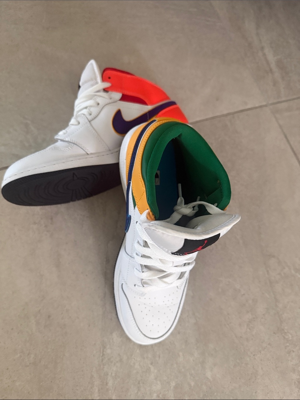 Nike “Crayola” Retro Jordan White High-Top Sneakers with Multicolor Accents